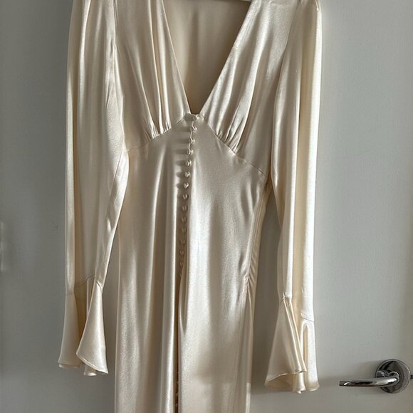 Shona Joy La Lune Frill Cuff Bias Midi Dress - Cream - Picture 5 of 6